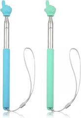 2pcs Telescopic Teachers Pointer, Pointer Sticks with Lanyard, Extendable Hand Pointer Finger Pointing Sticks, Retractable Whiteboard Pointer for Teachers Speakers Classroom Presentation (Blue, Green)