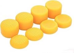 8 Pcs Anti-Slip Rubber Button Joystick Thumb Grip Stick Cap Cover Case Skid Heighten for PS4 PS3 PS2 Xbox One Xbox 360 (Yellow)