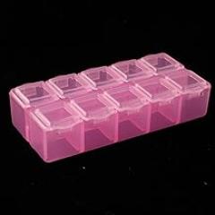 10 Grid Plastic Organizer for Small Parts Storage - Transparent Compartment Case with Lockable Lid, PP Material Storage Box for Screws, Nails, Craft Beads, Jewelry, Electronics(pink)