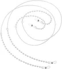 Milisten 2pcs Pearl Bead Glasses Chain Eyewear Retainer Necklace Silver Sunglasses Strap for Women Everyday Use and Outdoor Activities