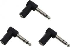 3PCS Headphone Microphone Audio Right Angle 6.35mm to 3.5mm Adapter Electronic Products Male to Female Connector 90 Degree Stereo Headphone Adapter for Speakers Microphones Black