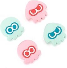 Joycon Thumb Grip Caps Compatible with Splatoon Nintendo Switch, Soft Silicone Joystick Cover for Nintendo Switch/OLED/Lite Controller, 4PCS - Squid & Octopus (Pink & Green)