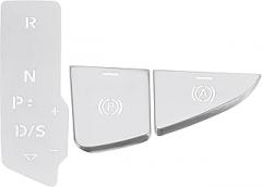 Gear Shift Electronic Handbrake Panel Button Switch Cover for A5 A4L 2020-2024 Center Console Interior Trim Button Cap Decor Silver Tone 1 Set