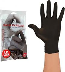 Nitrile Exam Gloves Black | 5 Mil Thick Nitrile Gloves | Latex-Free, Powder Free | Textured | Heavy Duty Black Nitrile Gloves XL 10 Pack