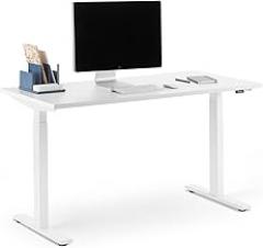 Poppin Series L 2S Adjustable Height Single Desk, White, White Legs, 47