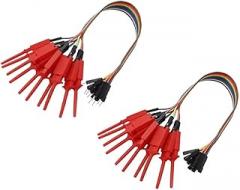 Logic Analyzer Clips Kit – 20-Pin Male and Female Test Hook Set for Circuit Testing, Electronics Debugging & Breadboard Probes, 20 cm Cable Length(Red)