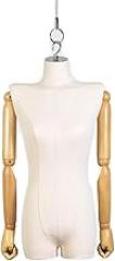 Mannequin Body Torso Female, Adjustable Wire Rope Half Scale Hanging Tailors Dummy Manikin with Wooden Arm for Home Decoration, 4 Colors,B (A)