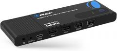 OREI 2x1 4K HDMI & USB-C KVM Switch, 4X Port USB-A, 1x USB-C Share Multiple Devices, Laptops, PC, on One Display Monitor, Keyboard Control, Peripheral Control, Analog Audio Out - Wired Remote Control