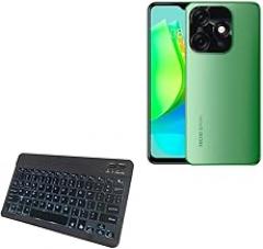 BoxWave Keyboard Compatible with Tecno Spark 10 - SlimKeys Bluetooth Keyboard - with Backlight, Portable Slim LED 7 Colors - Jet Black