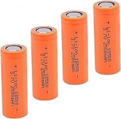 【4 Pack】 3.7V Rechar, 2500mAh, 18 * 50mm 3.7 Volt Flat top 10A for Doorbells, Headlamps, Flashlights