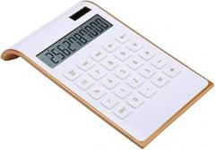 Calculator, Slim Elegant Design, Office/Home Electronics, Dual Powered Desktop Financial Calculator, Solar Power, 10 Digits, Tilted LCD Display, Inclined Design, White (Slim2)