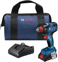 Bosch 18V GDX18V Two-In-One 1/4 Inch and 1/2 Inch Bit Socket Impact Driver Wrench Kit with Standard Power Battery and Focused LED Light (Renewed)