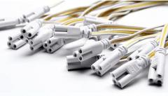 Fengyan Lighting Accessories 50pcs/lot T5/T8 Lamp Connection Cable Integrated Bracket Connector T5 Three-core Power Cable 30/50/100cm (Size : 30cm Double Connector Cable)
