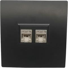 Dual CAT7 CAT6A RJ45 LAN Wall Panel Jack (Black) 10GB Gigabit Ethernet Connector(CAT6A)