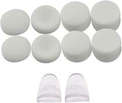 Replacement L2 R2 Buttons Trigger Extender + Silicone Analog Thumb Stick Cap Cover Grip Thumbsticks Joystick for PS4 PS4 Pro Slim Controller (White)