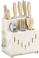 Kitchen Knife Holder Multi-Function Chopstis Ra Drainable Countertop Storage(Jl-e5 (milk white))
