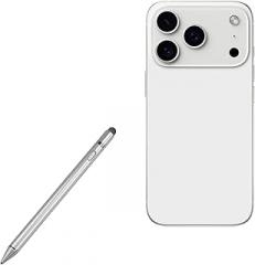 BoxWave Stylus Pen Compatible with Apple iPhone 17 Pro - AccuPoint Active Stylus, Electronic Stylus with Ultra Fine Tip - Metallic Silver