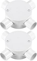 MECCANIXITY 2Pcs PVC Conduit Box Junction Box 4 Way 20mm with Cover, M4 Screws for Home Hose Electrical Conduit Electronic Projects