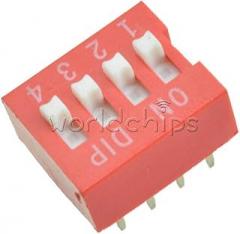 Electronic Components 20pcs Set Red 2.54mm Pitch 4 Position Way 4-Bit Slide Type DIP Switch Module