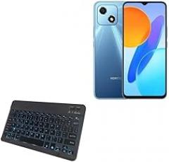 BoxWave Keyboard Compatible with Honor Play 30 - SlimKeys Bluetooth Keyboard - with Backlight, Portable Slim LED 7 Colors - Jet Black