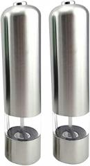 PRETYZOOM Stainless Steel Electronic Pepper Mill and for Fresh Easy to Use Window for Kitchen and Party Use