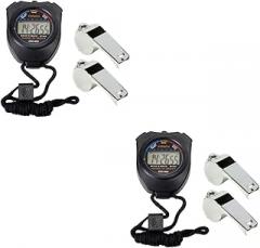 BESPORTBLE 2pcs Multi-Functional Electronic Stopwatch Large Display for Sports with Whistles for Trainers Ideal for Racing Running Swimming Random Style