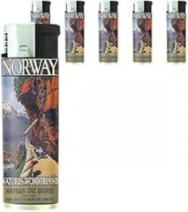 Refillable Electronic Lighter Set of 5 Pieces D-054 Norway Natures Wonderland