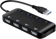 3.0 USpB 4-Port Micro Hub Multi-Dock 3.0 USpB Splitter Steady Speed 480Mbps Hub with LED and On/Off Switch for Tablets and Laptops Replacement for OEM New 2026 High for Reliable Electronic Component