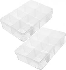 DOITOOL 2Pcs Plastic Organizer with Detachable Dividers for Snacks Jewelry Electronics and Small Parts Versatile and Efficient Sorting