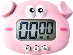 Housoutil Cartoon Pig Electronic Timer Digital Countdown Clock Kitchen Timer Task Time Manager Work Reminder Without Battery Pink