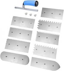 Aboiled Serrated Plastering Knife - 11pcs Concrete Finishing Trowel Set Smooth Application Construction