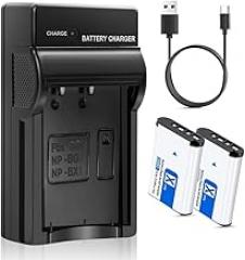 (2 Pack) Rechargeable NP-BX1 Battery and USB Charger Set , 2000mAh High Durability Battery Suitable for Sony ZV-1, ZV-1 II, Cyber-Shot DSC-RX100 (II/III/IV/V/VA/VI/VII), FDR-X3000, AS300 and More