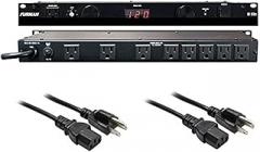 Furman M-8Dx Merit X Series 8 Outlet Power Conditioner & Surge Protector with LED Voltmeter & Dual Lights Plus Hosa 18 Gauge Electrical Extension Cable