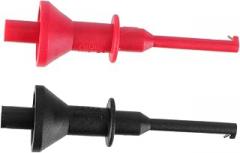 GLEAVI 2pcs Testing Hook Clip Plug Probes for Multimeter Red Black Testing Probe Clamp for Electronics Repair and Ic