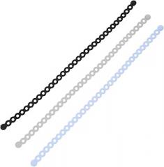 VANZACK 3Pcs Silicone Cable Ties Adjustable Packing Straps Flexible Silicone Fastening Rope for Cord Organizer and Cable Management in Electronics, Gray Black Blue