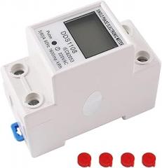 LCD 5(80) A Single Phase Electronic Watt-Hour Meter kWh AC220V 50/60Hz Din Rail DDS1108 with Backlight(Single-Display)