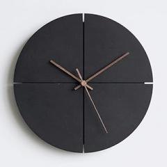 Modern Fashion Simple Black Color Round Square Hotel Bedroom Den Living Room Decorative Clocks (Size : B) (A)