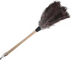 Mikinona Natural Plumage Dust Removal Brush Anti-Static Cleaning Tool for Home and Car Fine Flexible Bristles with Hanging and Comfortable for Cobwebs Furniture Electronics Dusting