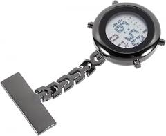 COOLHIYA Multifunctional Digital Nurse Lapel Pin Watch with Date Week Display Electronic Hanging Fob for Women and Men Medical Professionals Black