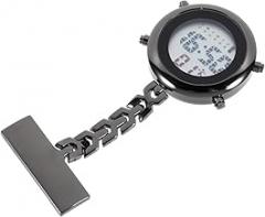 GALPADA Multifunctional Electronic Digital Fob Watch for Women Nurse Chest Watch with Alarm Clock Metal Case Smooth Design Secure Safety Pin for Medical Professionals