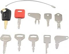 Cnonee1 Heavy Equipment Construction Machines Switch Keys, 10PCS Heavy Equipment Keys Set for Excavators, Loaders, Backhoes, Tractors, 787, 8H5306, D250, I66, K250, 83353, S450