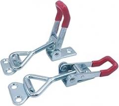 Angoily 2pcs Horizontal Toggle Clamp Spindle Hold for Metal Welding Mould and Electronic Assembly Secure Easy to Use Red and Silver Finish