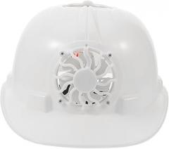 FRCOLOR Solar Hard Hat with Fan, White Ventilated Construction Helmet for Outdoor Workers, Breathable Safety Helmet with Solar-Powered Cooling Fan for Summer Use