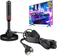 HIDB TV Antenna for Smart TV Indoor, Digital Antenna with Strong Magnetic Base, Easy Installation, Long Range Reception for Local Channels 4K 1080P, 16ft Long Cables