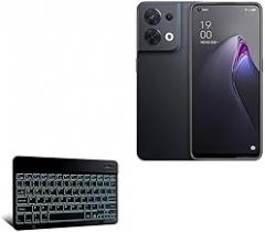 BoxWave Keyboard Compatible with Oppo Reno8 (China) - SlimKeys Bluetooth Keyboard - with Backlight, Portable Slim LED 7 Colors - Jet Black