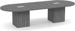 Modern Executive Gray 10ft Conference Table Oval Racetrack Shaped Square Cube Legs Doors 1.5