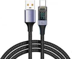 USB A to Type C Charging Cable Charging Wire with LED Speed Monitors, Quick Charge Support for Electronics Cable