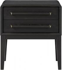 Small Nightstand in Peppercorn Finish, Bedside Table with Shelf for Books and Electronics