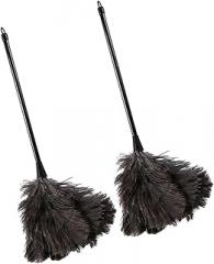 2pcs Natural Plume Dust Removal Brushes with Long Plastic Handles Lightweight Cleaning Tools for High Places Natural Dusters for Home Car Office Cleaning