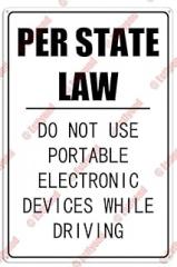 Per State Law Do Not Use Electronic Devices While Driving Caution Sign 12x16 Inch Rust-Free Aluminum - UV Protected, Waterproof, Weatherproof & Fade-Resistant, for Roads & Christmas Driving Safety